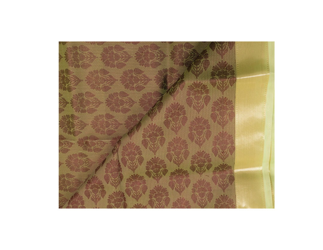 Green Peas Color Handloom Fancy Cotton Saree