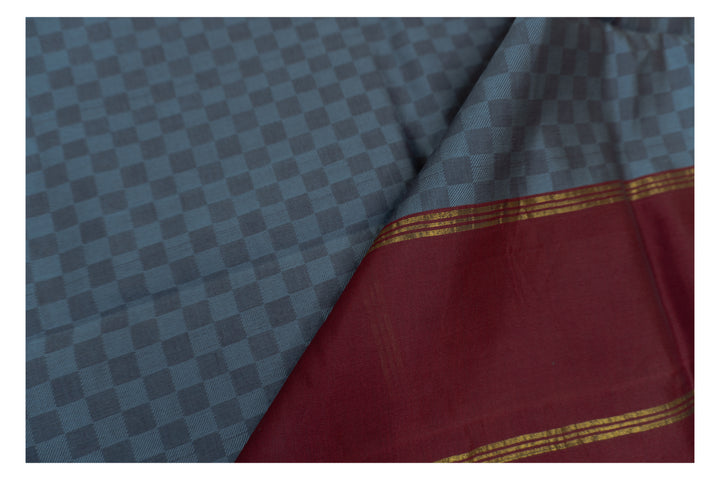 Gray Color Semi Silk Cotton Saree with Zari border