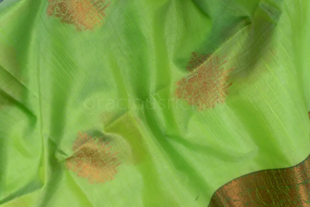 Light Green Color Soft Cotton Fancy Saree