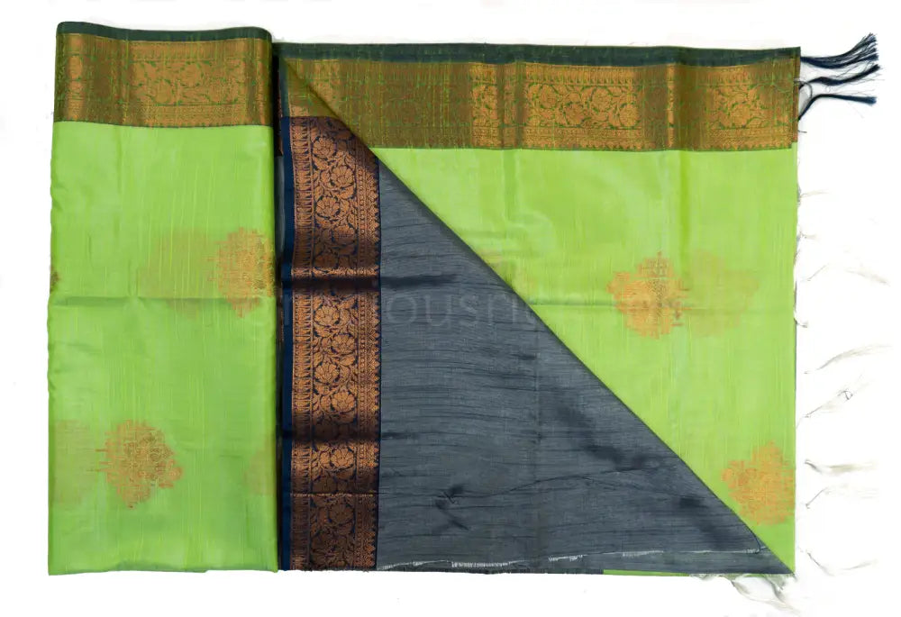 Light Green Color Soft Cotton Fancy Saree