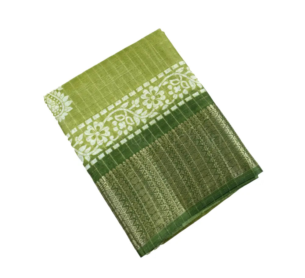 Olive Color Fancy Cotton Saree