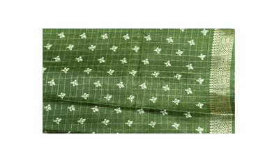 Olive Color Fancy Cotton Saree