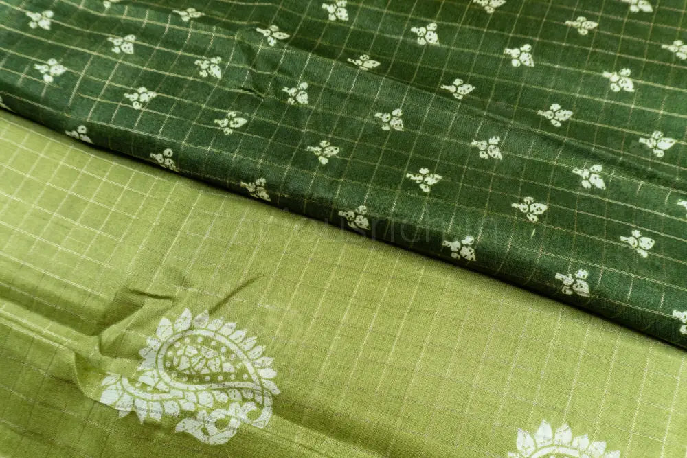 Olive Color Fancy Cotton Saree