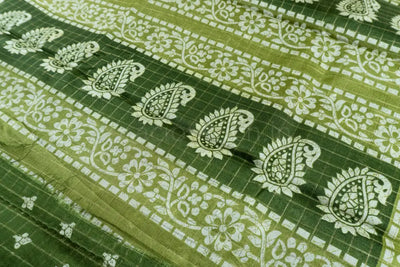 Olive Color Fancy Cotton Saree