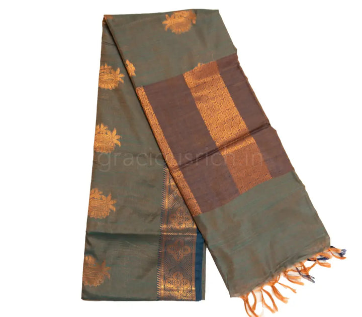 Olive Green Color Soft Fancy Saree