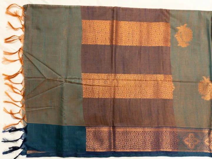 Olive Green Color Soft Fancy Saree