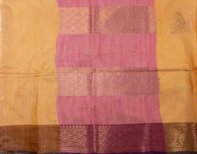 Pale Yellow Color Soft Cotton Saree