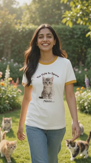 Too Cute to Ignore – Kitten Ringer T-Shirt