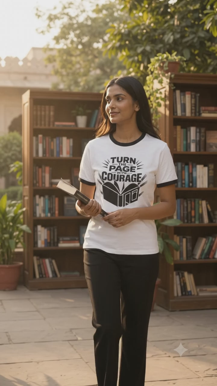 Turn the Page – Motivational Ringer T-Shirt