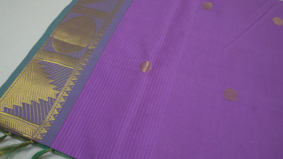 Purple Daffodil Color Semi Silk Cotton Saree with big butta