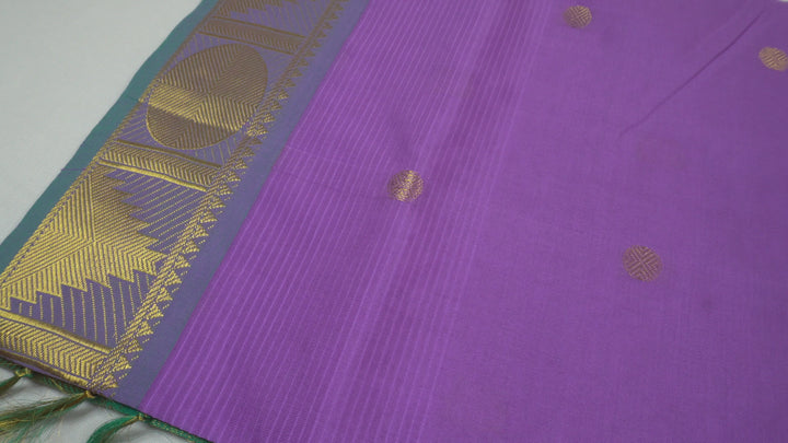 Purple Daffodil Color Semi Silk Cotton Saree with big butta