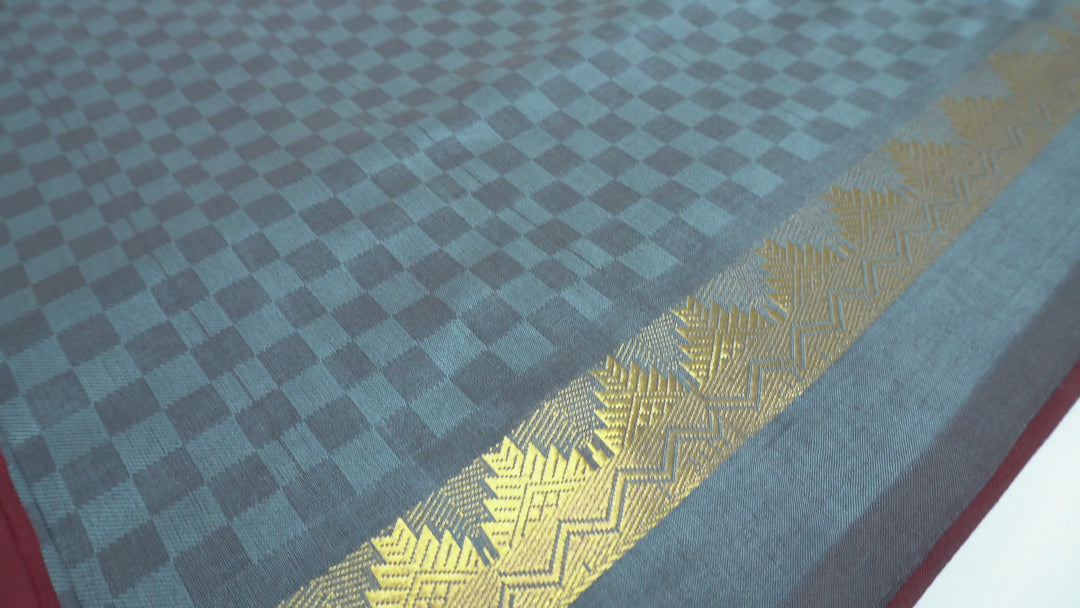 Gray Color Semi Silk Cotton Saree with Zari border