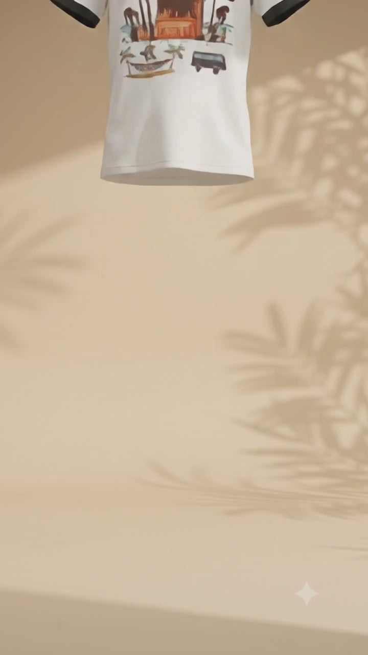 Tropical Getaway Graphic Ringer T-Shirt