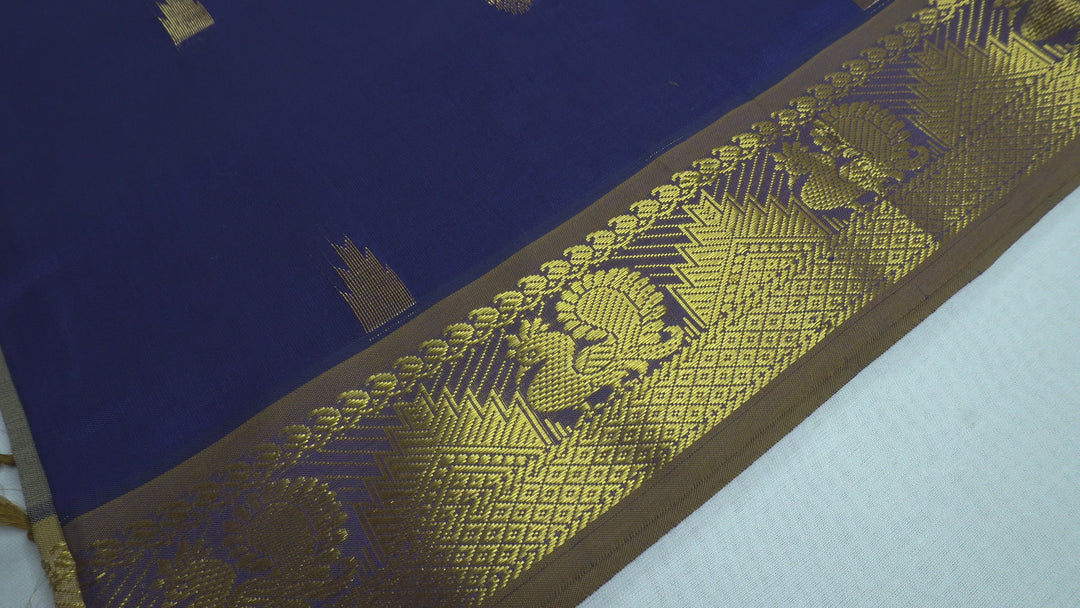 Night Blue Color Semi Silk Cotton Sarree with butta