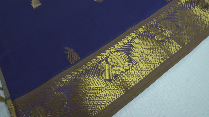 Night Blue Color Semi Silk Cotton Sarree with butta