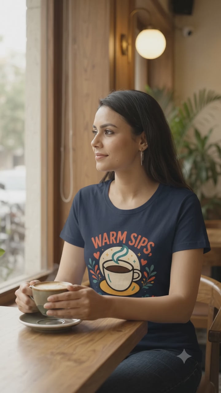 Warm Sips, Quiet Days Women’s Coffee Graphic T-Shirt