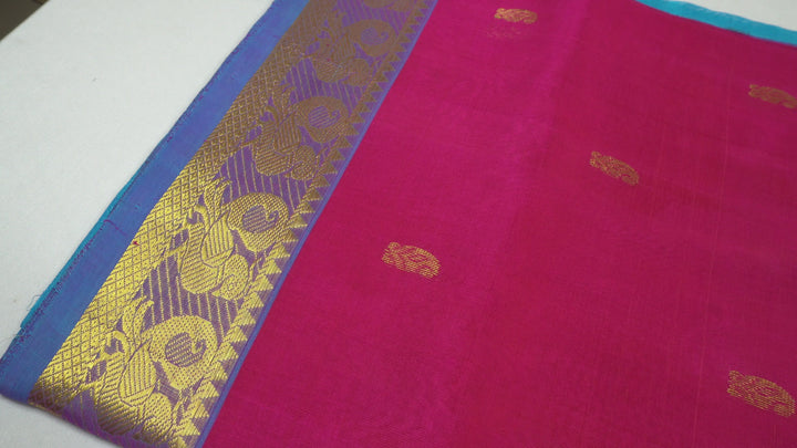 Magenta Pink Color Silk Cotton Saree