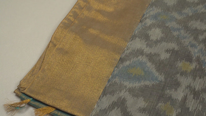 Gray Color Semi Kaadi Pochampalli Saree