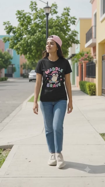 Waddle Brave Penguin Stretch T-Shirt