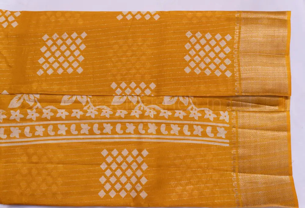 Solid Yellow Color Fancy Saree