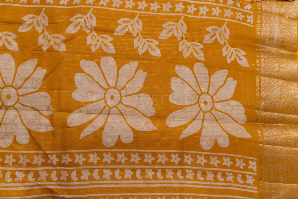 Solid Yellow Color Fancy Saree